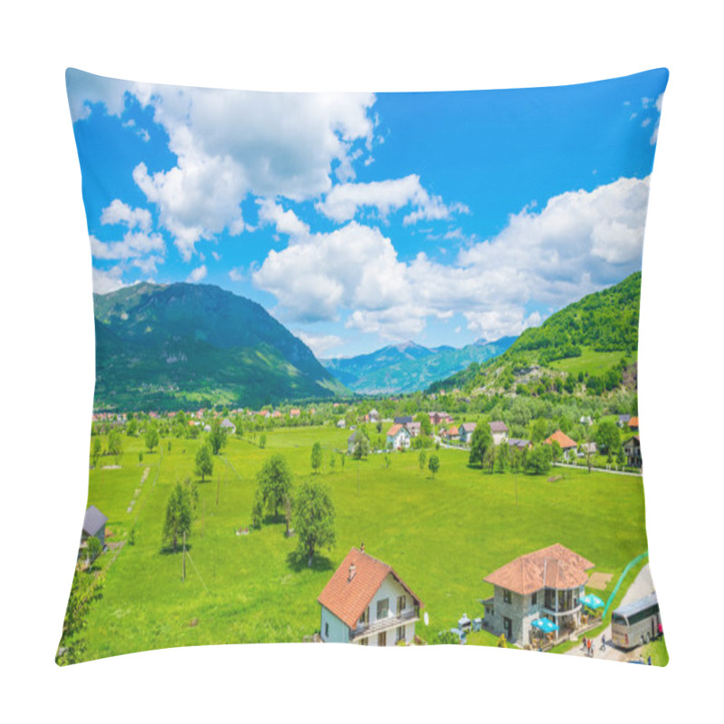 Personality  Picturesque Valley With Small Village Among Mountains Pillow Covers