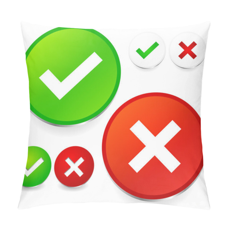 Personality  Checkmark And Cross Set. Correct, Wrong, Test, Quality Control,  Pillow Covers