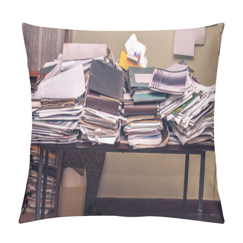 Personality  Workplace With Stack Of Old Papers Pillow Covers