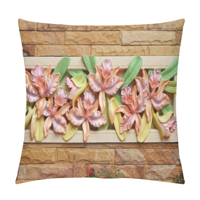 Personality  Flower Orchid Sculpture On A Wall Pillow Covers