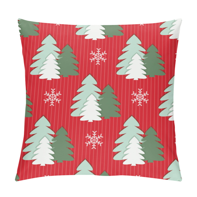 Personality  Seamless Christmas Vector Illustration Background. Christmas Tree, Snowflakes Pillow Covers