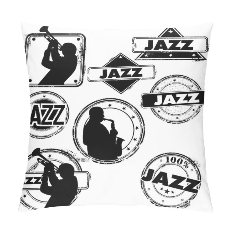 Personality  Grunge Jazz Musician Stamps Pillow Covers