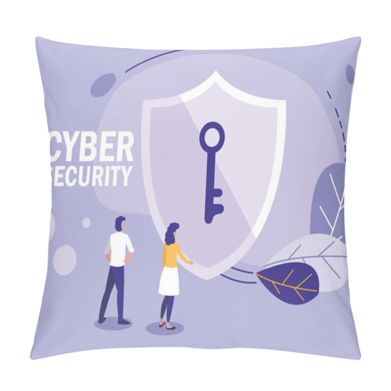 Personality  Mini Couple And Shield With Key Isolated Icon Pillow Covers