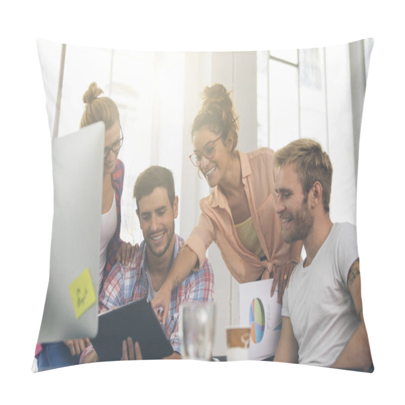 Personality  Young Business People Working At Office On New Project Pillow Covers