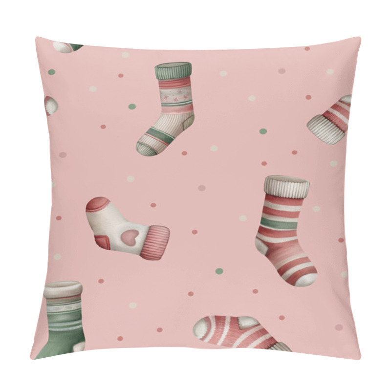 Personality  Christmas Seamless Pattern With Hand Painted Socks. Pillow Covers