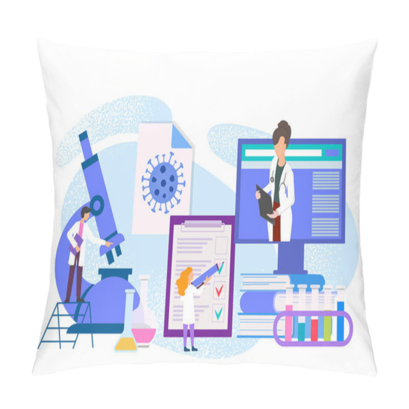 Personality  Virus Detection, Taking Tests In A Medical Laboratory, Consultation Of Doctors For Diagnosis Vector Illustration Pillow Covers