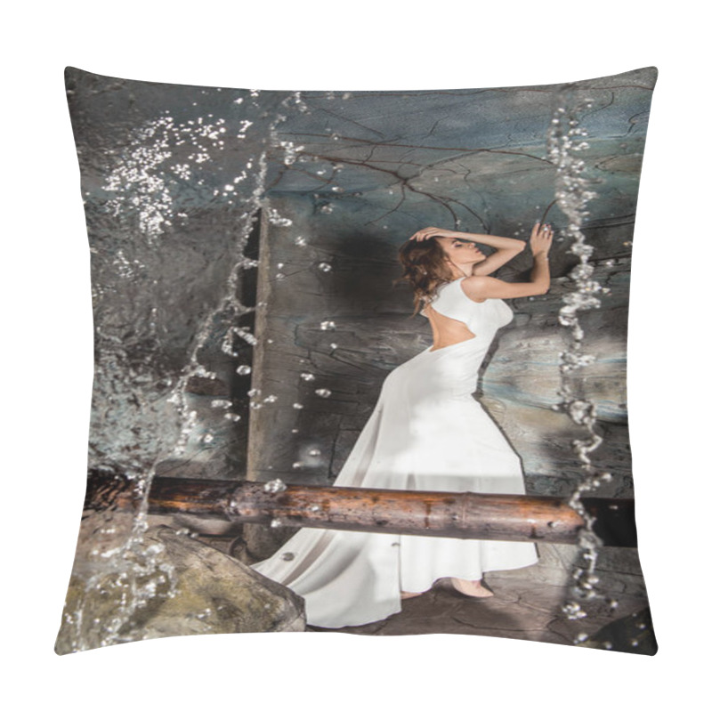 Personality  Sensual Woman Near Waterfall Pillow Covers