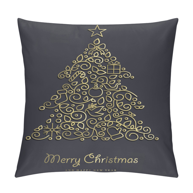 Personality  Gold Christmas And New Year Ornamental Pine Tree Pillow Covers