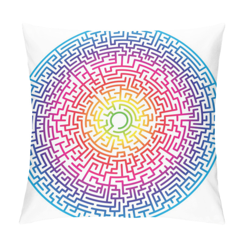 Personality  Maze Circle. Labyrinth. Maze Symbol. Isolated On White Background. Rainbow Labyrinth Pillow Covers