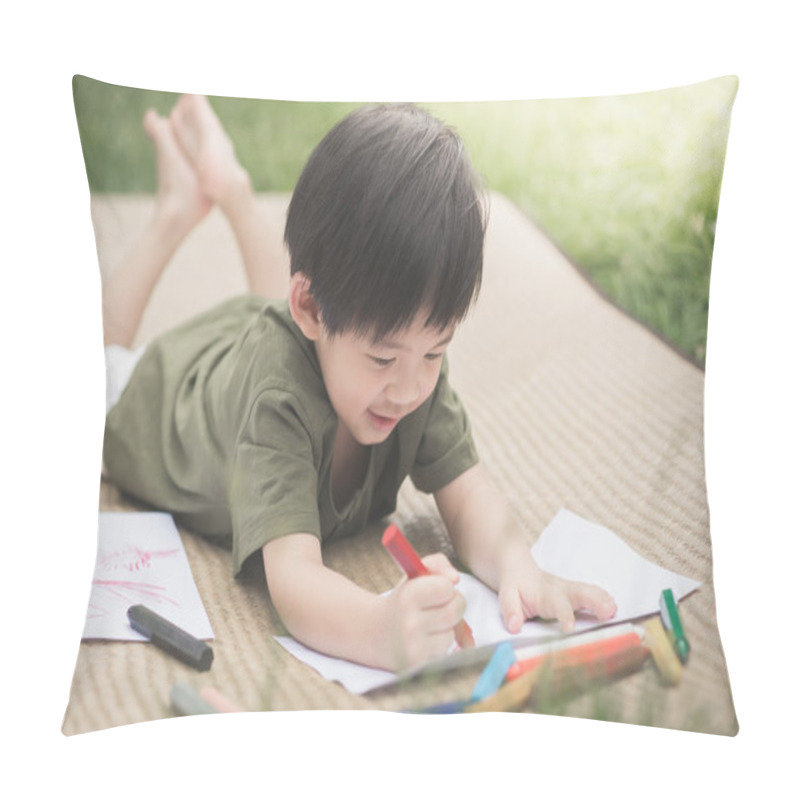 Personality  Child Drawing Picture With Crayon Pillow Covers