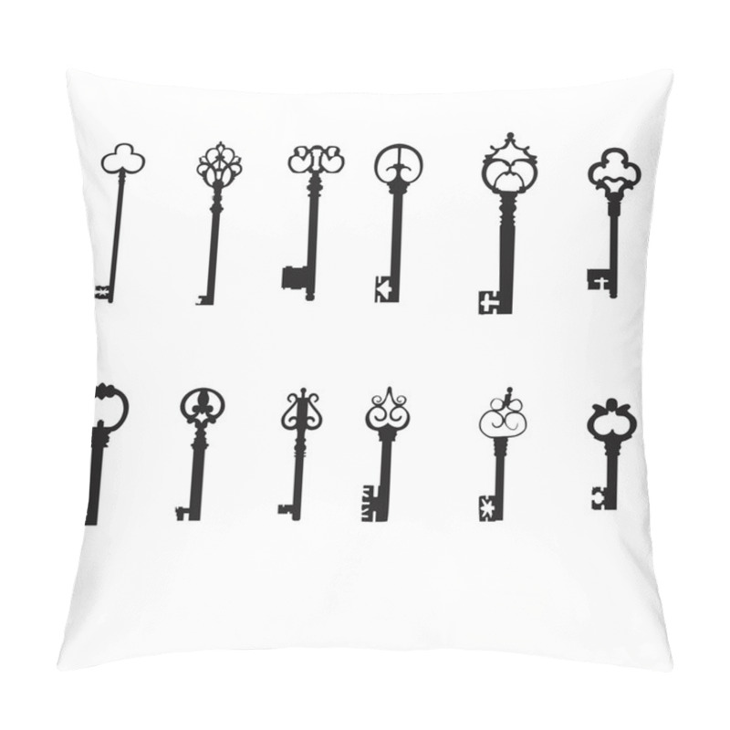 Personality  Vector Keys Silhouette Set. Antique Keys Pillow Covers