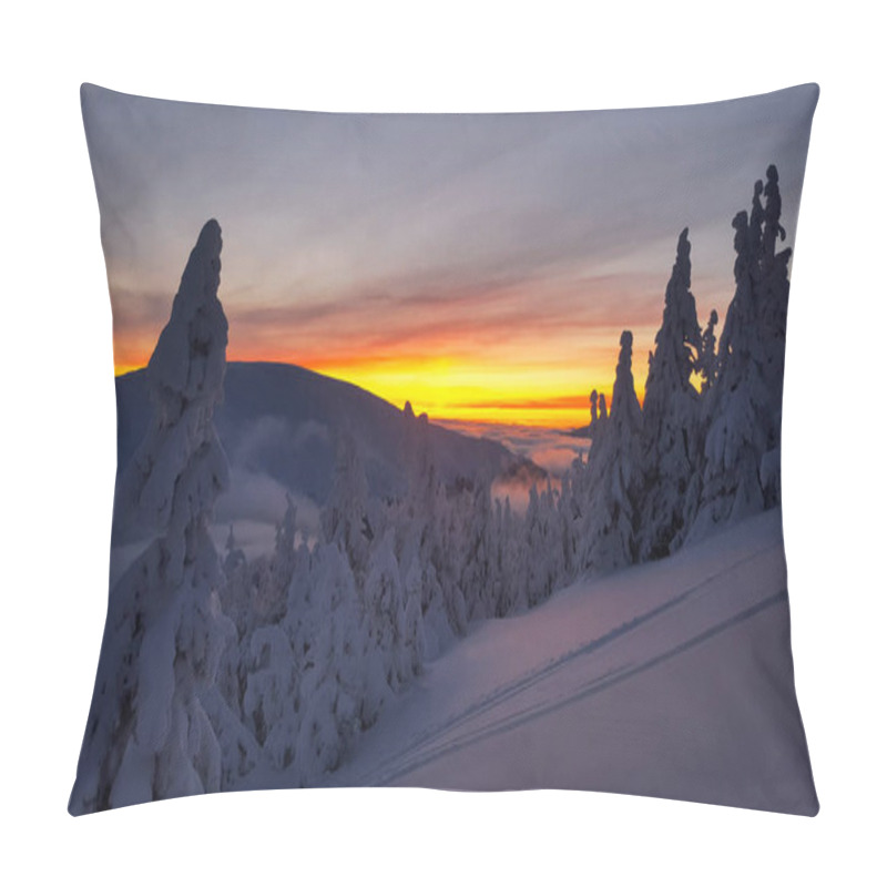 Personality  Sunset During The Winter In Carpathians Pillow Covers