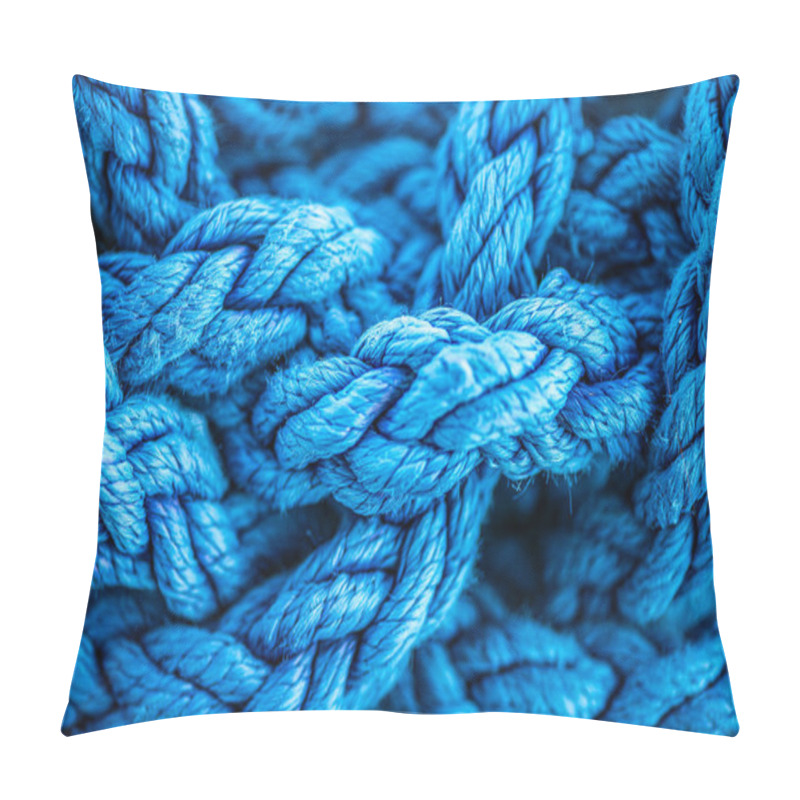 Personality  Close-Up Elegance: Macro Shot Of A Thick Blue Ship Rope Pillow Covers