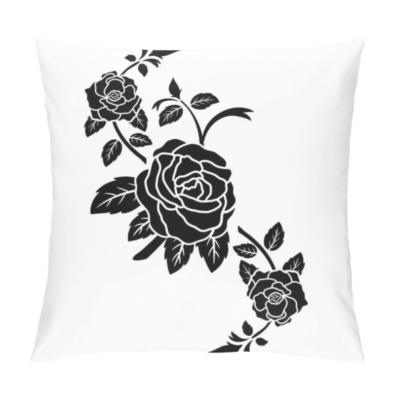 Personality  Silhouette Black Rose Flower Decoration Vector Illustration Background Pillow Covers