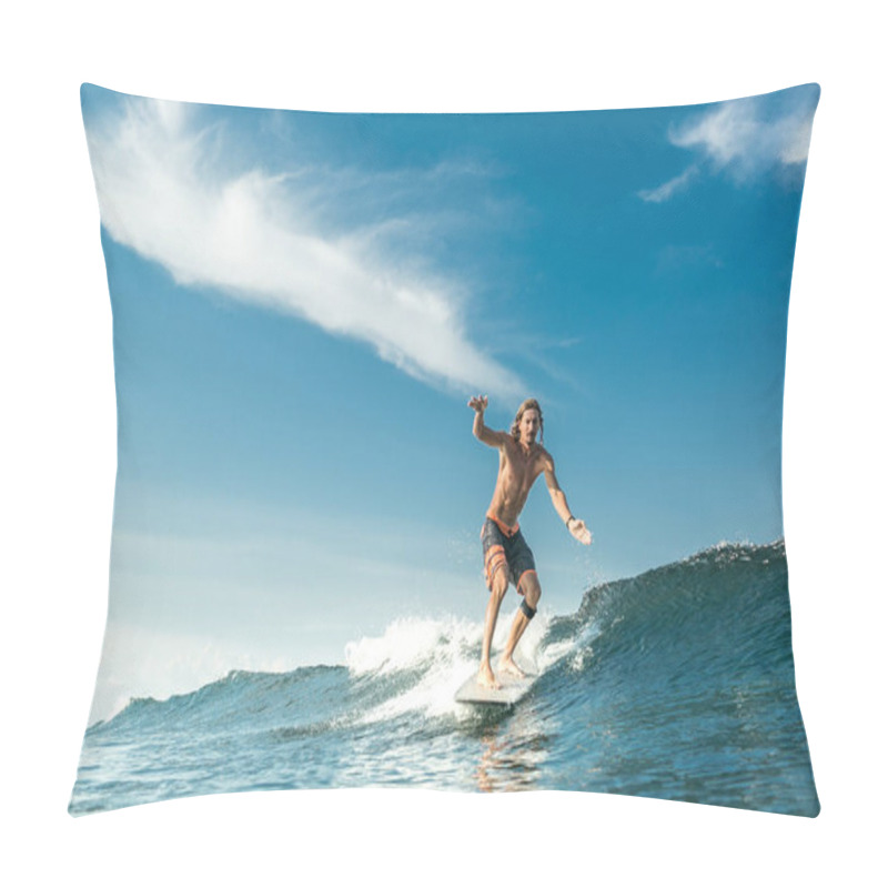 Personality  Handsome Shirtless Male Surfer Riding Waves In Ocean At Nusa Dua Beach, Bali, Indonesia Pillow Covers