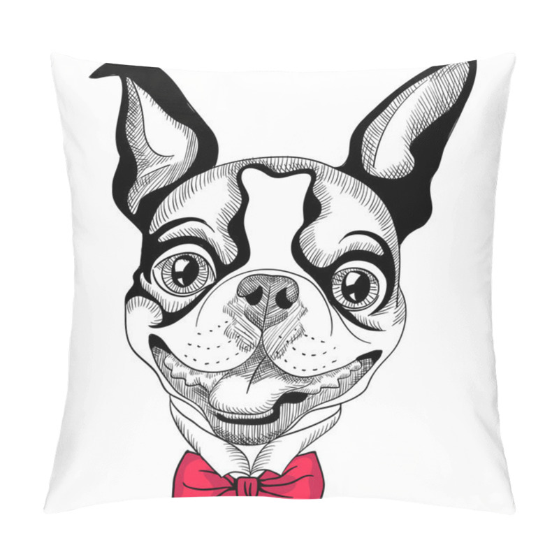 Personality  Funny Cartoon Hipster Boston Terrier Breed Smiling Pillow Covers