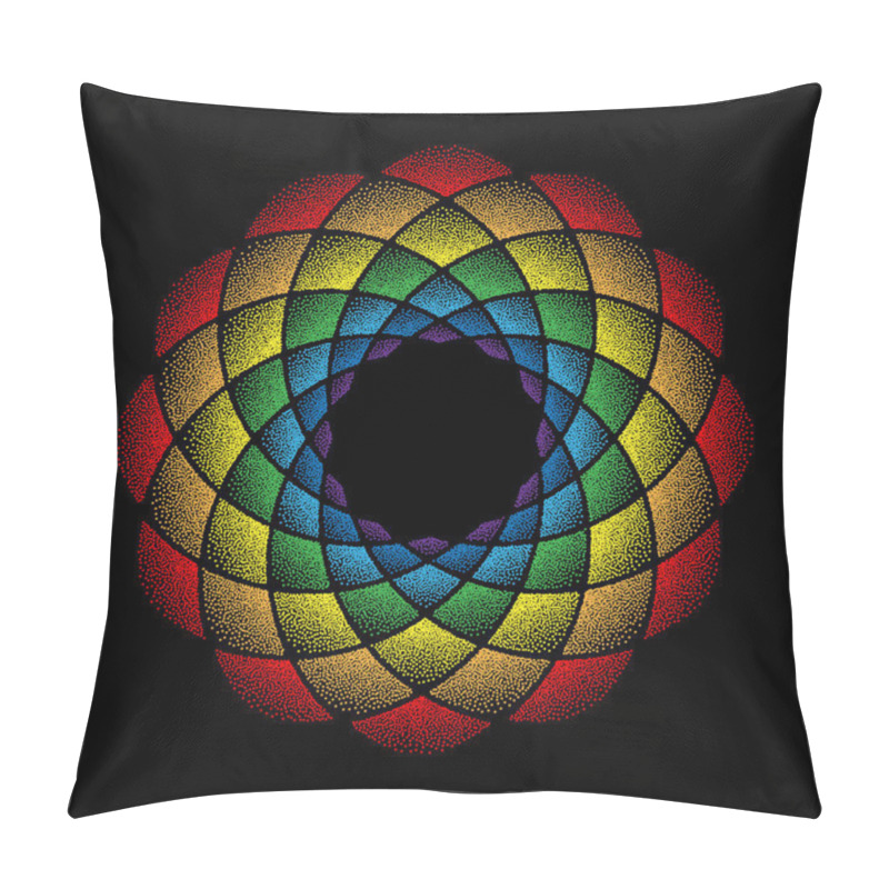 Personality  Dots Mandala Rainbow On Black Pillow Covers