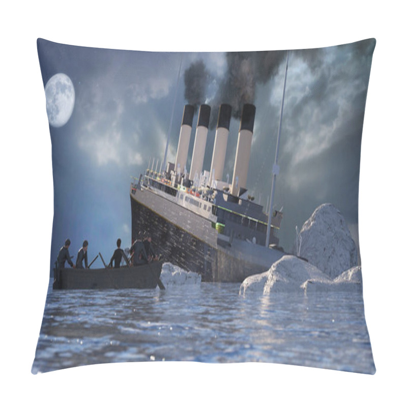 Personality  The Titanic Ocean Liner After It Struck An Iceberg In 1912 Off The Coast Of Newfoundland In The Atlantic Ocean Render 3d Illustration Pillow Covers