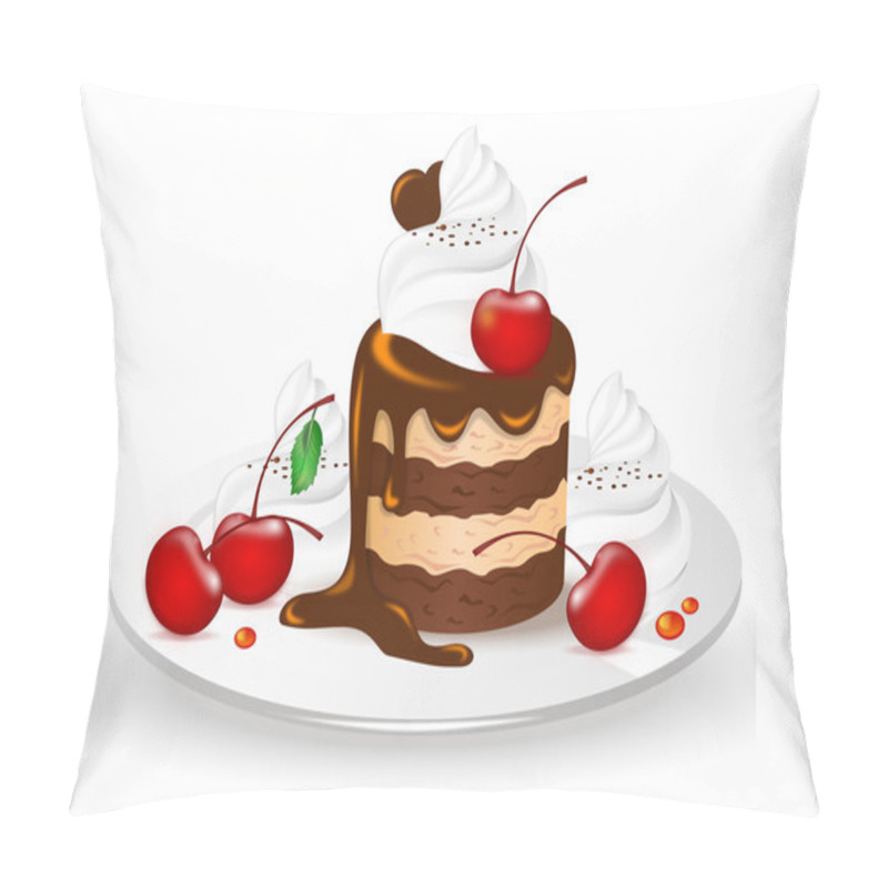 Personality  Chocolate Cake With Cherries And Whipped Cream Pillow Covers