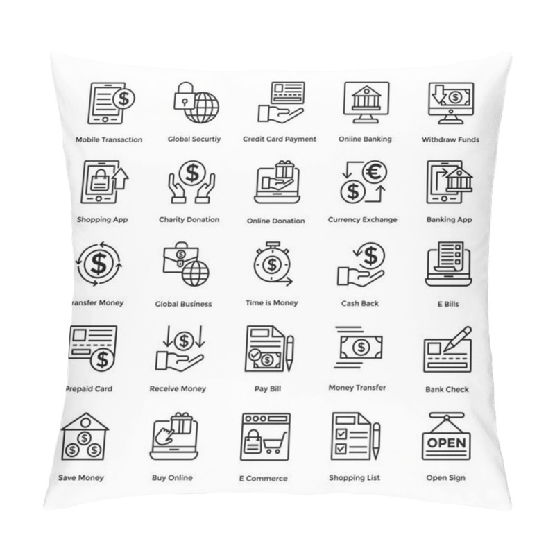 Personality  Shopping Line Vector Icons Set 3 Pillow Covers