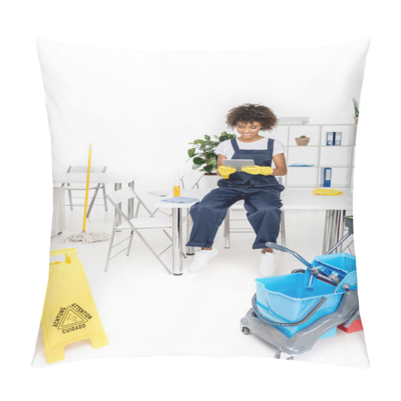 Personality  African American Cleaner With Digital Tablet Pillow Covers