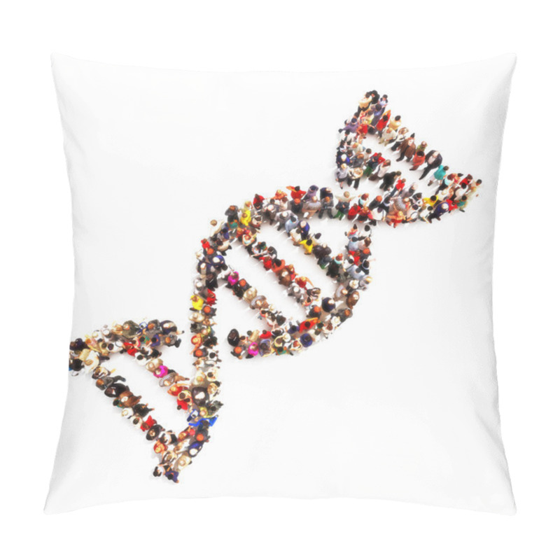 Personality  DNA Foot Print. Large Group Of People In The Shape Of A DNA Symbol Pillow Covers