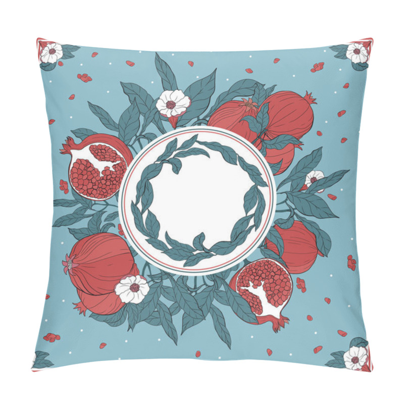 Personality  Silk Scarf With Pomegranate Branch With Fruits And Flowers. Pillow Covers