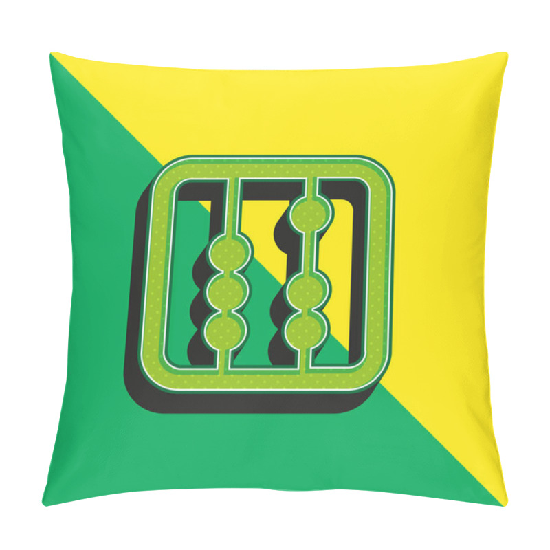 Personality  Abacus Tool Square Variant Green And Yellow Modern 3d Vector Icon Logo Pillow Covers