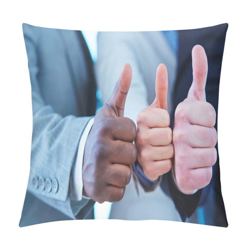 Personality  Business People Showing Thumbs Up Pillow Covers