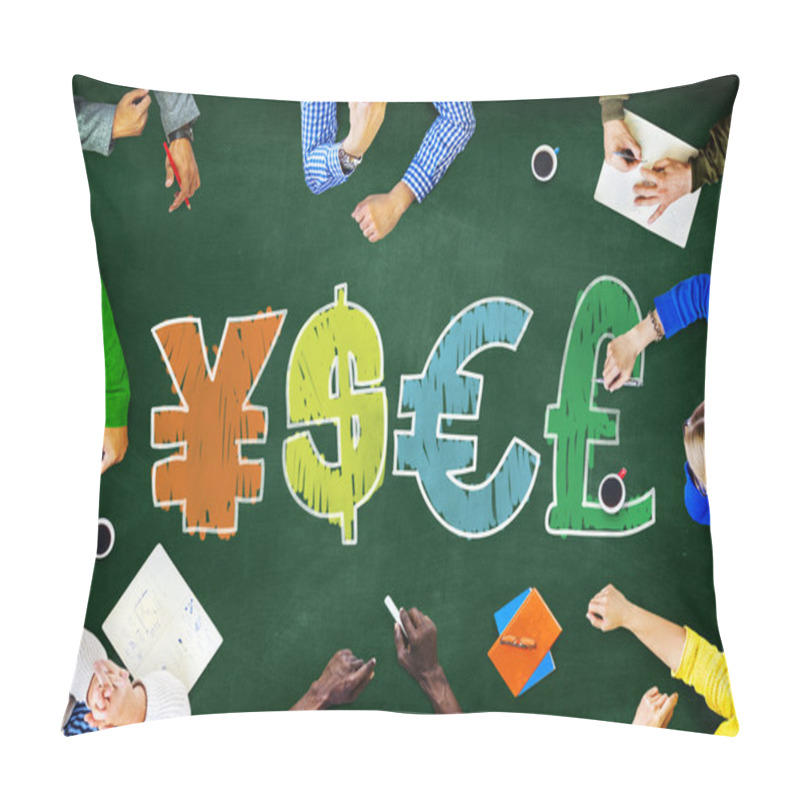 Personality  Currency Symbols Are Drawn On Tabl Pillow Covers