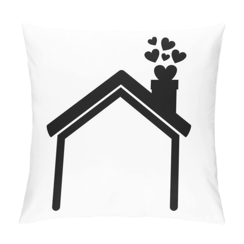 Personality  Black Silhouette House With Chimney And Hearts Pillow Covers