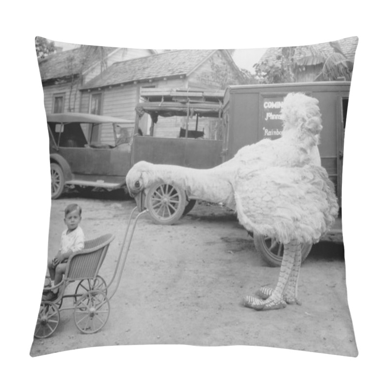 Personality  Fake Ostrich Pushing Boy In Stroller Pillow Covers