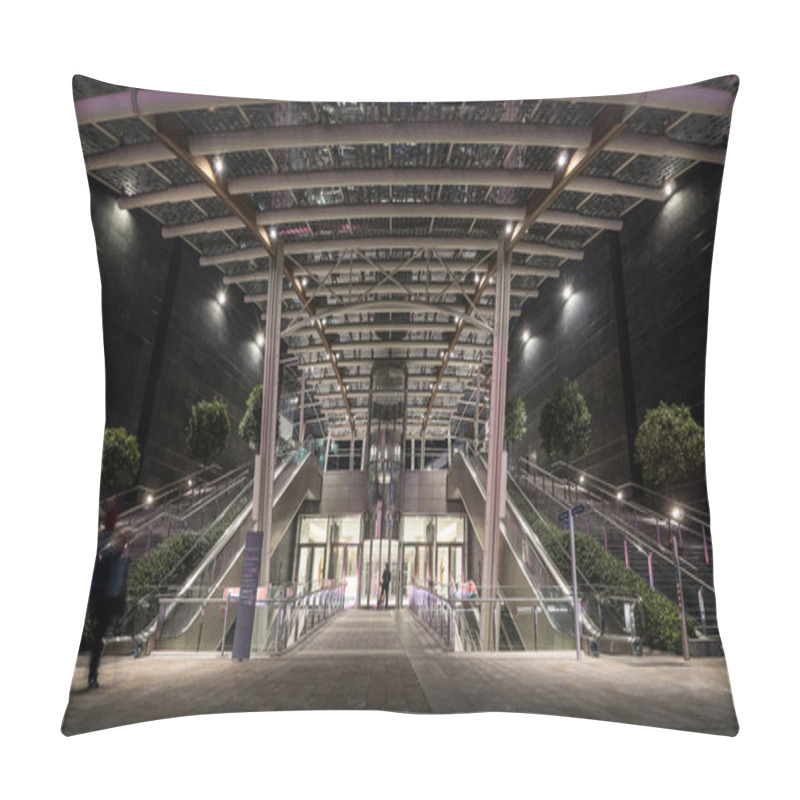 Personality  MILAN, ITALY - SEPTEMBER 28, 2016: Entrance To Gae Aulenti Square At Night, The New Finalcial District At Porta Garibaldi Built For EXPO.  Pillow Covers