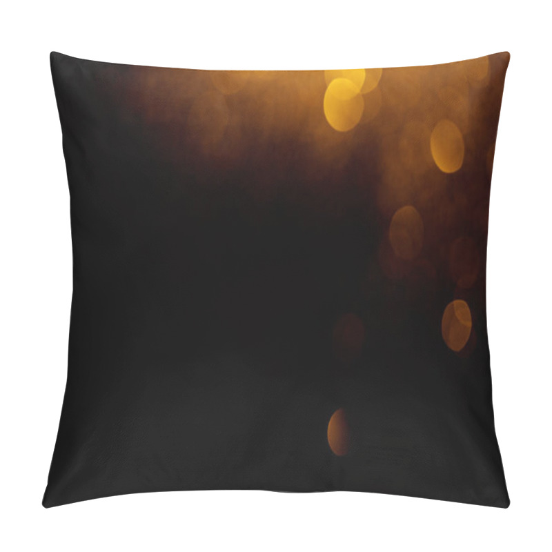 Personality  Golden Bokeh On Black Background With Copy Space Pillow Covers