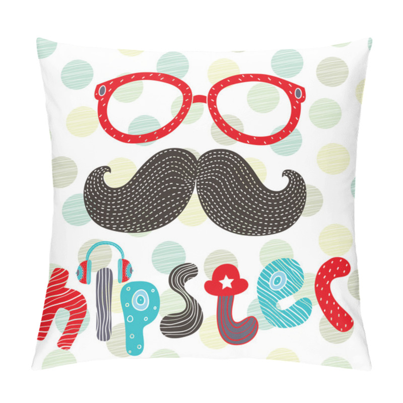 Personality  Hipster Background. Mustaches And Glasses. Pillow Covers