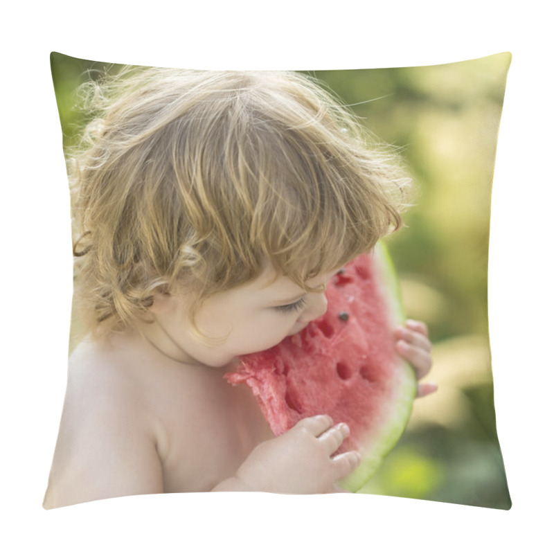 Personality  Boy Eating Water Melon Pillow Covers