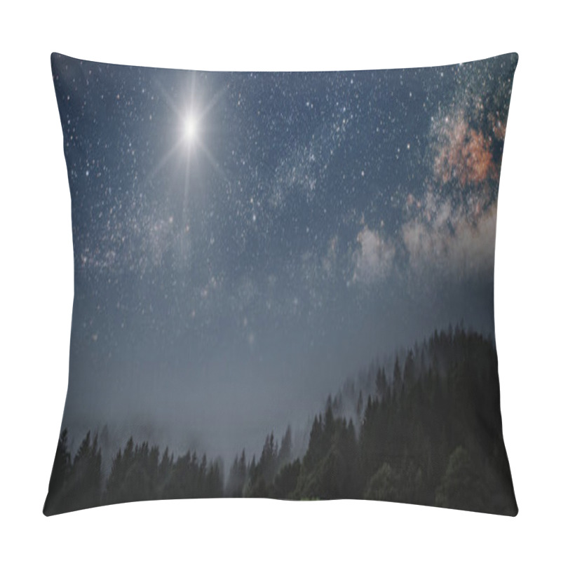 Personality  The Moon Shines On The Christmas Eve Of Jesus Christ. Pillow Covers