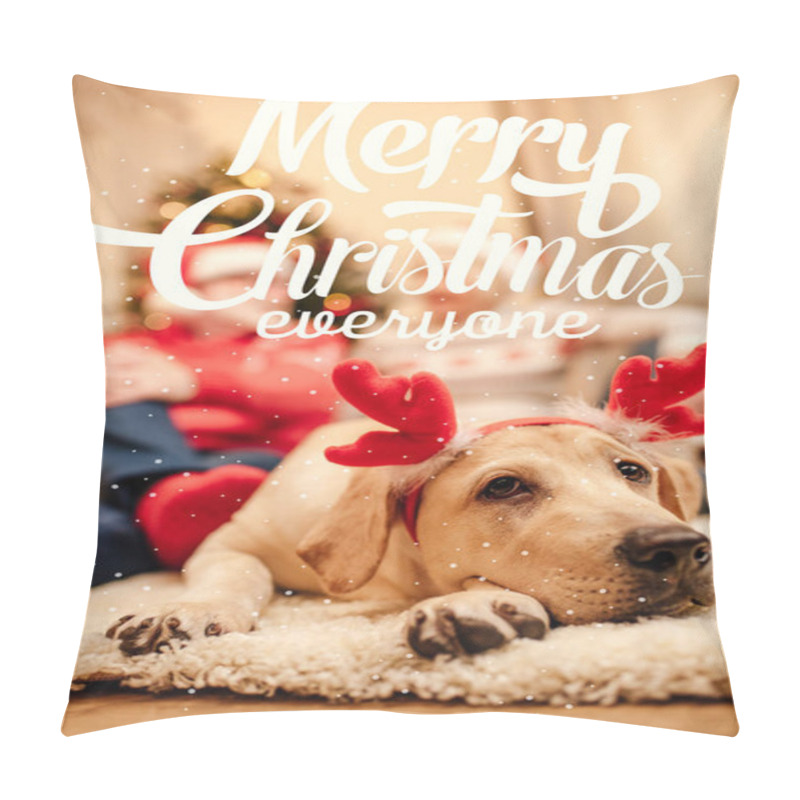 Personality  Dog With Christmas Reindeer Antlers Pillow Covers