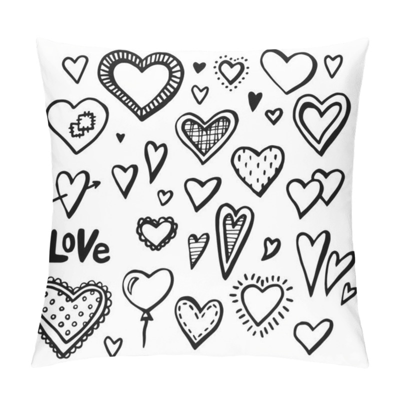 Personality  Hand Drawn Hearts Set Of Design Elements. Vector Illustration. Valentine Hearts Pillow Covers