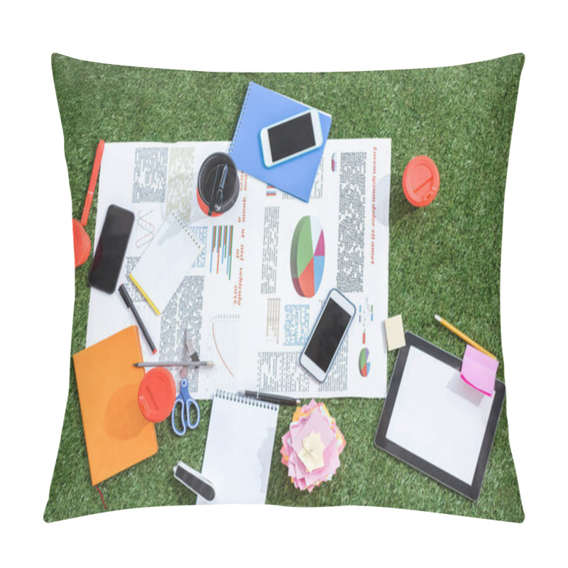 Personality  Business Objects Laying On Green Carpet Pillow Covers