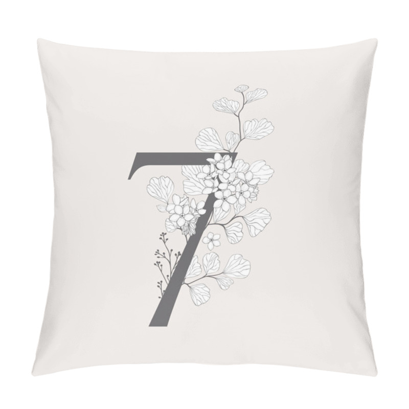 Personality  Vector Blooming Floral Number 7 Monogram And Logo Pillow Covers