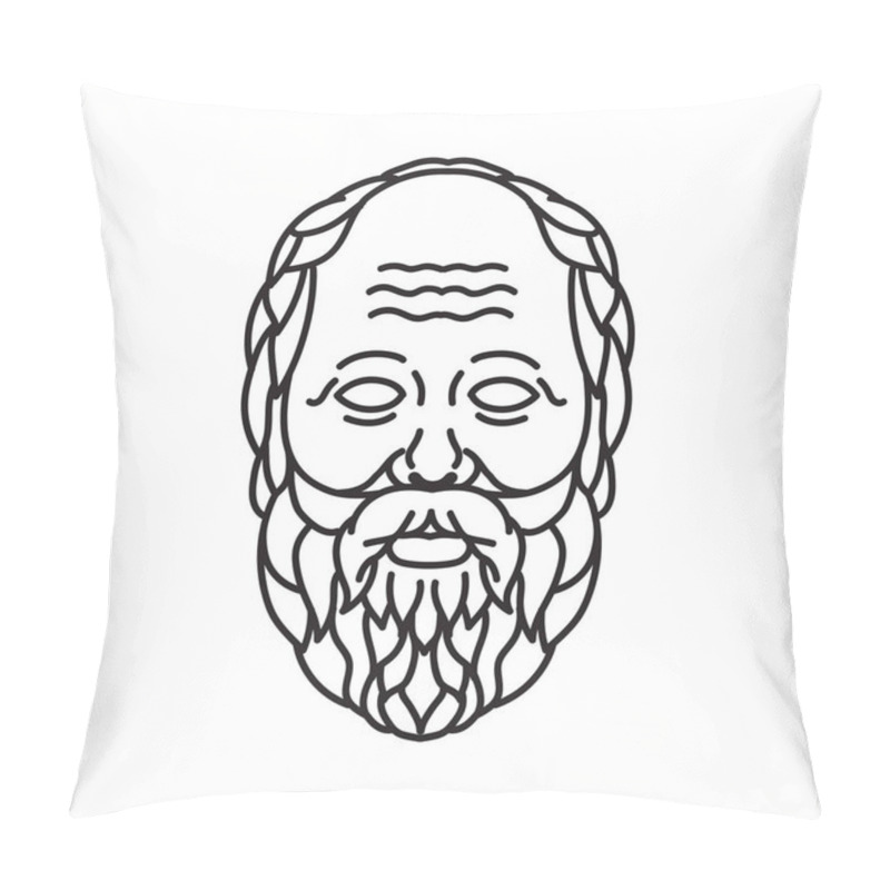 Personality  Mono Line Illustration Of  Head Of The Greek Philosopher Socrates From Athens Credited As Founder Of Western Philosophy And The First Moral Philosopher Of Thought Done In Monoline Line Art Style. Pillow Covers