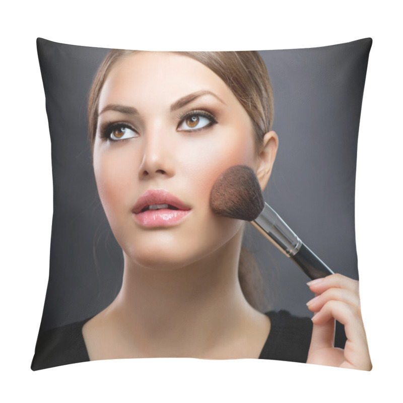 Personality  Makeup. Applying Make-up Cosmetics Brush. Perfect Make-up Pillow Covers