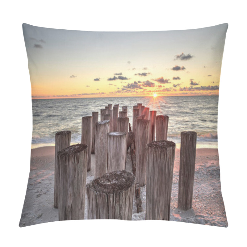 Personality  Dilapidated Ruins Of A Pier On Port Royal Beach At Sunset In Naples, Florida Pillow Covers