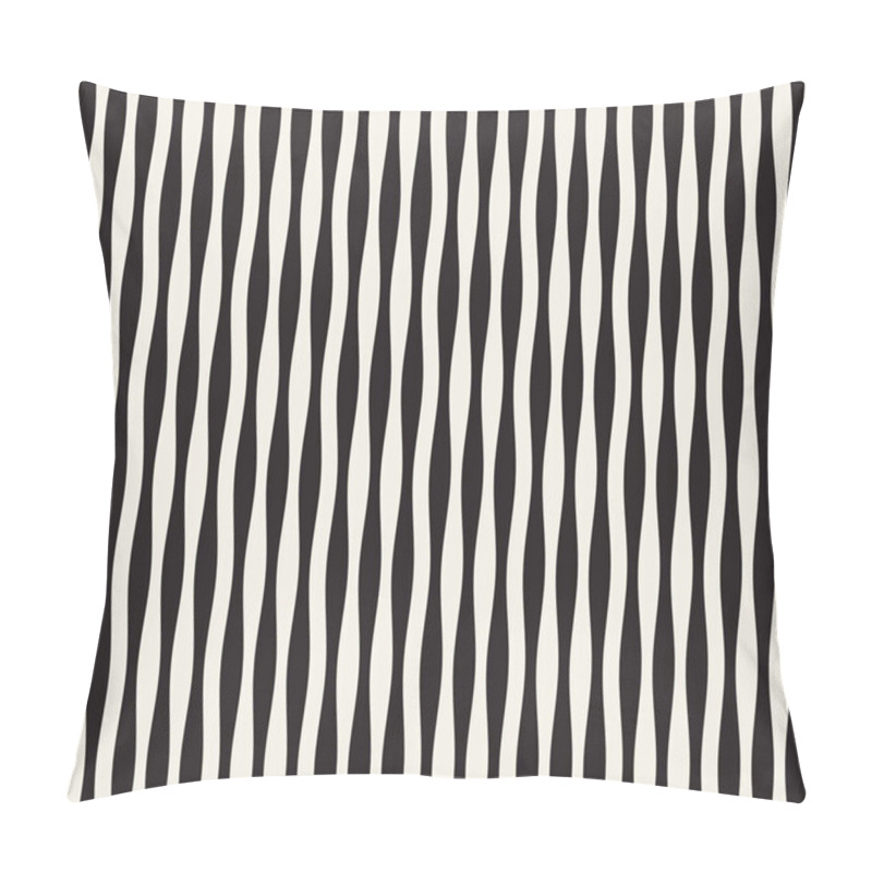 Personality  Wavy Stripes Vector Seamless Pattern. Retro Wavy Texture. Geometric Lines Monochrome Design. Pillow Covers