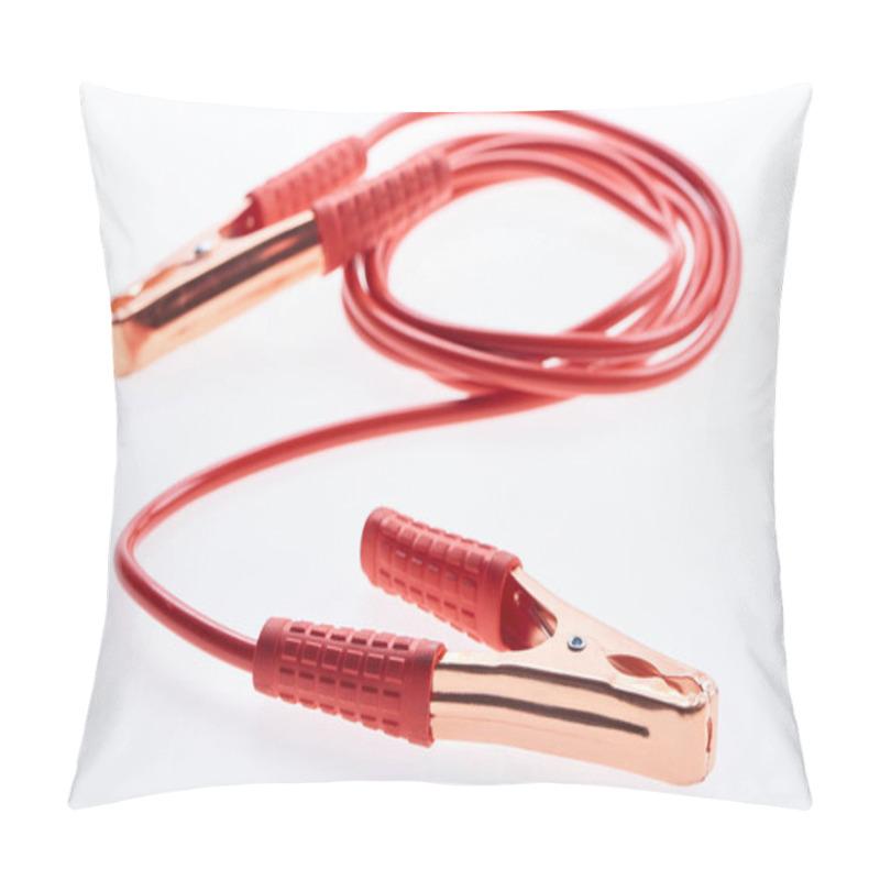 Personality  Close Up View Of Jump Start Cables Isolated On White Pillow Covers