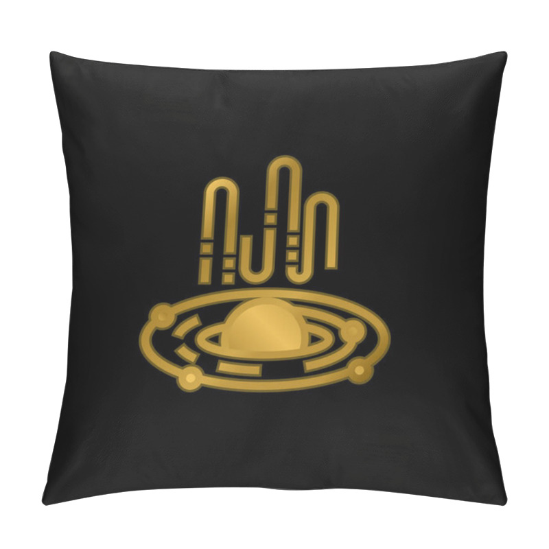 Personality  Black Hole Gold Plated Metalic Icon Or Logo Vector Pillow Covers