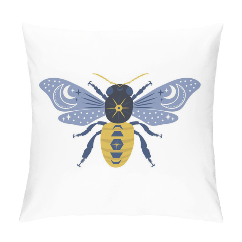 Personality  Ornate Celestial Cosmic Bee Vector Illustration Pillow Covers