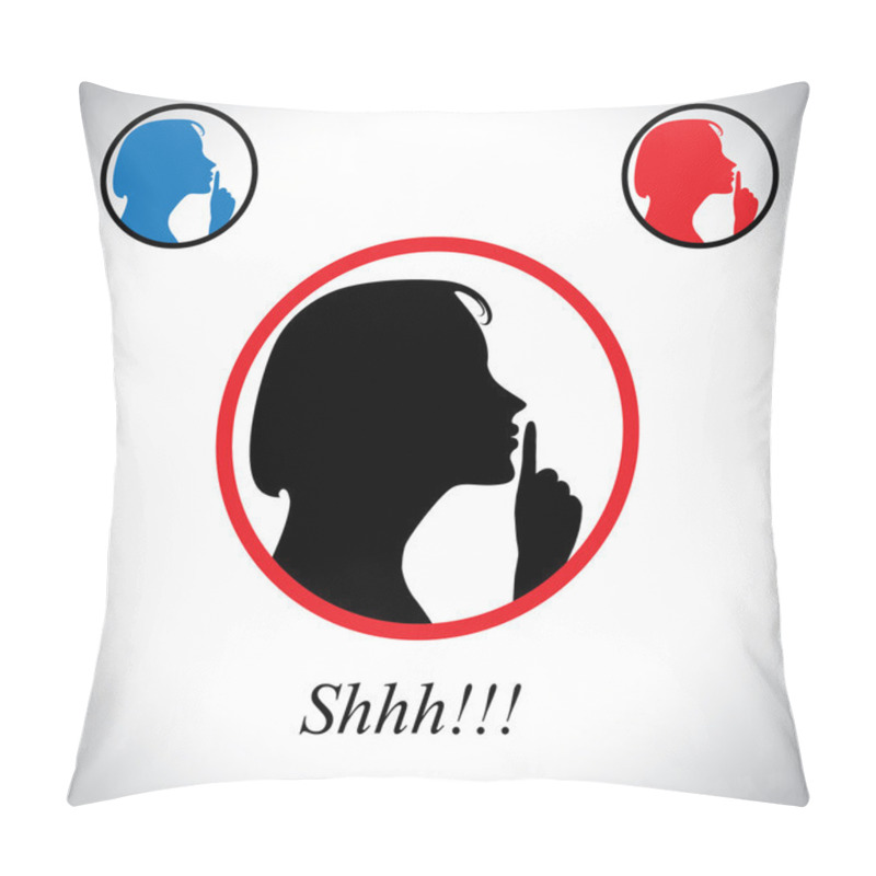 Personality  Girl Gesturing Silence Saying Shh Using Her Hand - Concept Vecto Pillow Covers