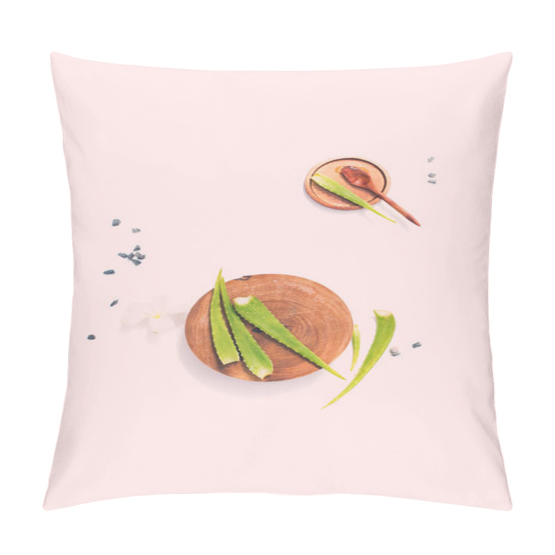 Personality  Aloe Vera Leaf On Wooden Tray And Gel Cream Plate Pillow Covers